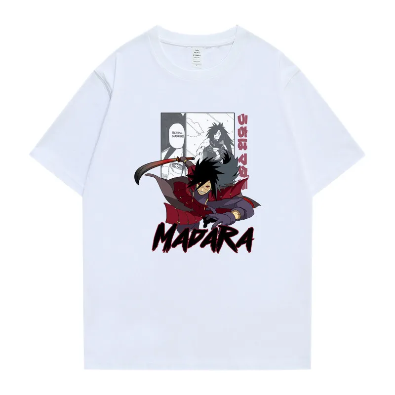Naruto Uchiha Madara Kids Cotton T-Shirt, Boys Girls Anime Print Casual Tee, Manga Panel Style Summer Tops for Fans