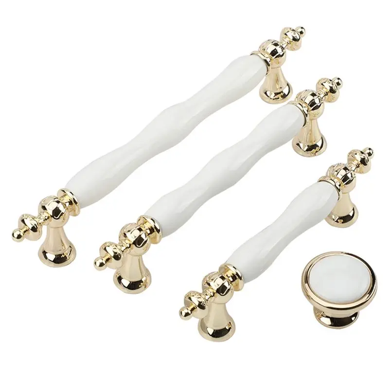 Fashion Cabinet Handle Golden Kitchen Cupboard Door Handle Drawer Pull European Style White Furniture Handle-AT30