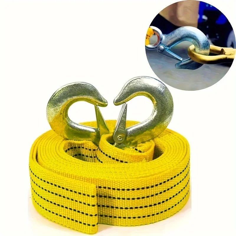 

4m yellow nylon tow rope, car tow rope, fluorescent tow rope, outdoor emergency tool