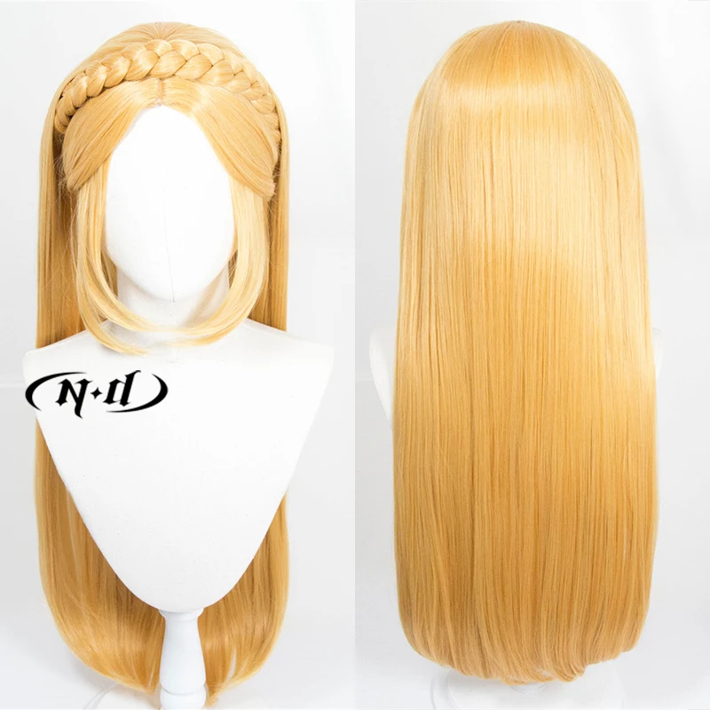 ND Gioco Parrucche per capelli Cosplay Principessa Zelda Parrucche Cosplay Parrucchino lungo per Comic Con Coser Costume Festa a tema Resistente al calore