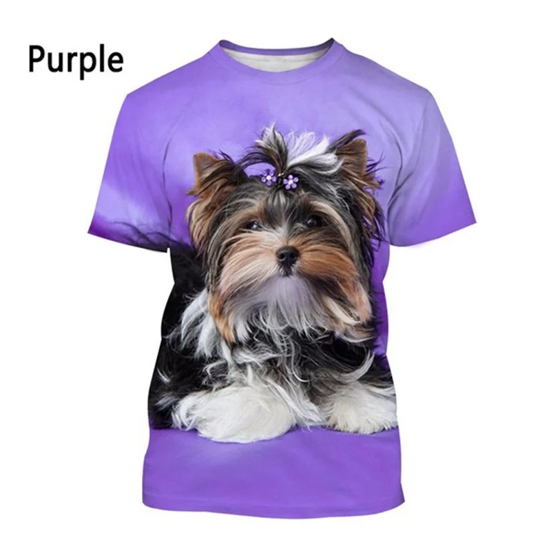 3D Cute Animal Yorkshire Terrier Dog Printing T Shirt For Men Children Fashion Streetwear Tee Shirts Harajuku Short Sleeves Tees