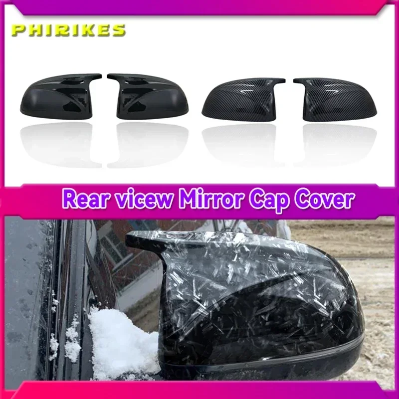 2Pcs Glossy Black carbon pattern Rear Side View Mirror Covers Shell Replacement For BMW X3 G01 X4 G02 X5 G05 X6 G06 X7 G07