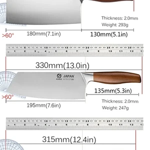 Set of Japanese Kitchen Knives in stainless steel, fish fillet, meat cleaver, chef knife, sushi knife 6 Main Sales Japanese Knives - №4