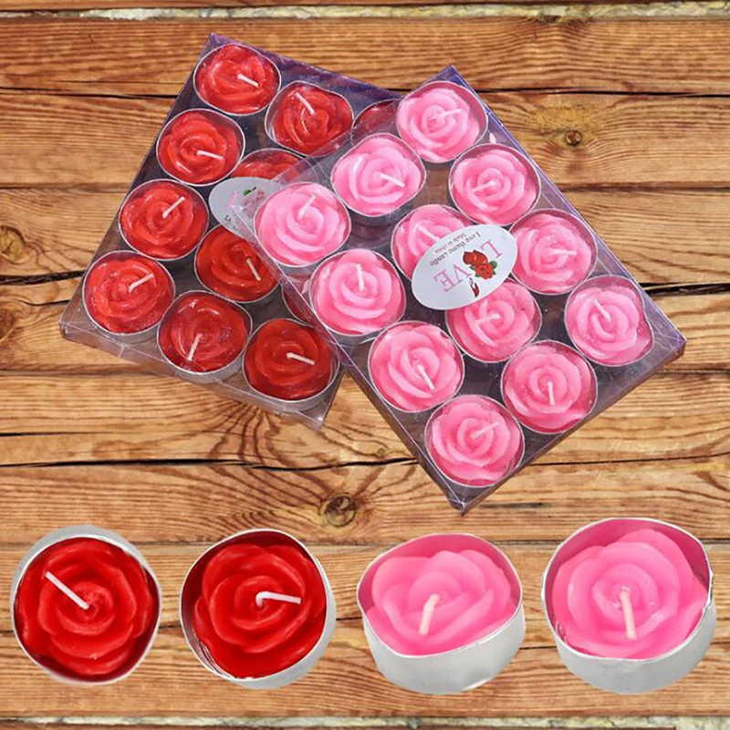 Romantyczny kwiat róży w kształcie Tealight świeczki, świeczka do herbaty, dekoracje do domu, wesele, przyjęcie urodzinowe, Boże Narodzenie, zestaw 12Pcs