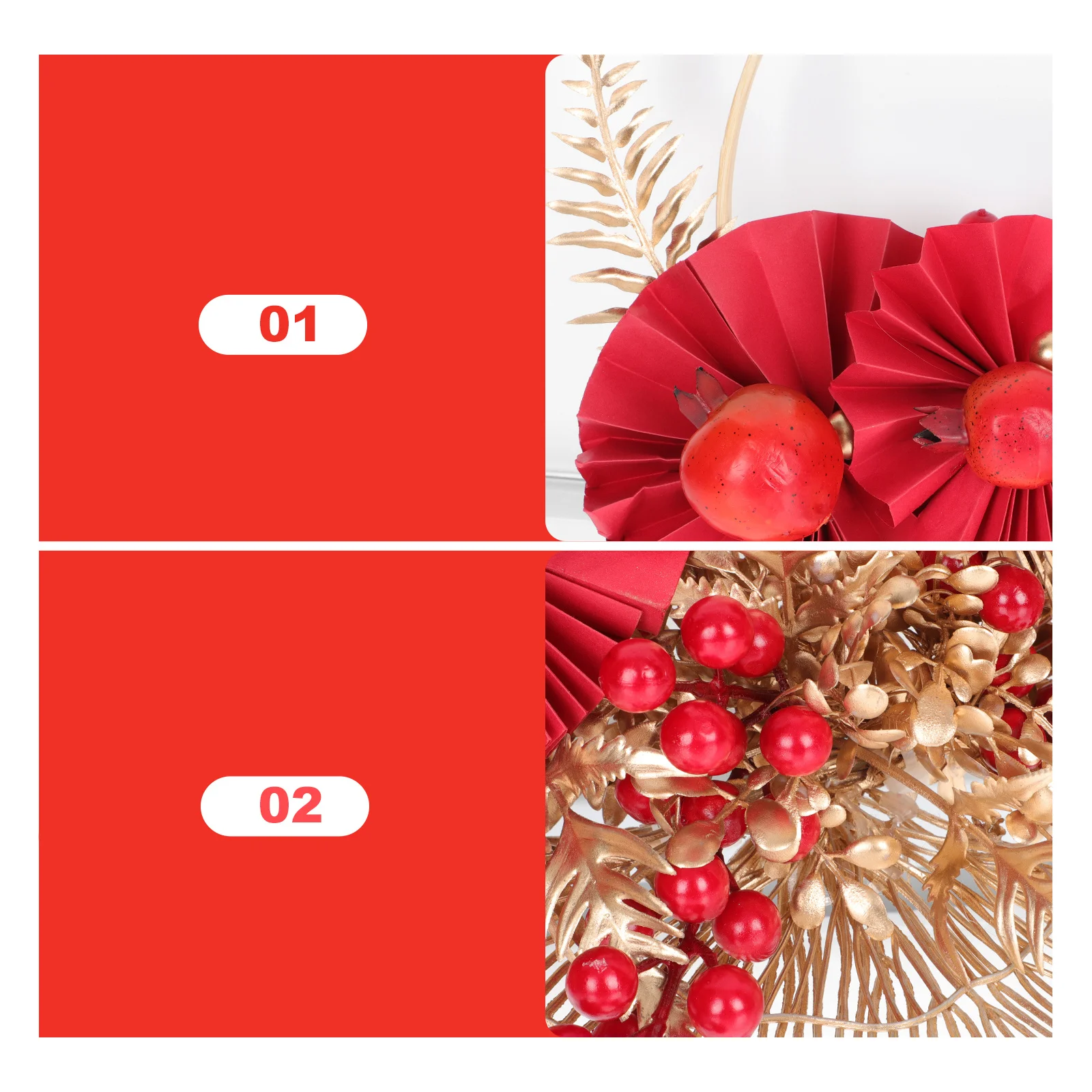 

1Pcs Artificial Garland Decorative Wreath Premium Simulated Flower Chinese Style Festive Home Door Wall Hanging Ornament