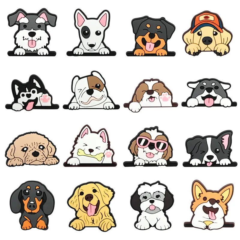 16 Uds. Nuevos dijes para zapatos de animales y perros para zuecos, decoración de zapatos, accesorios populares de calidad superior para un gran regalo de Navidad