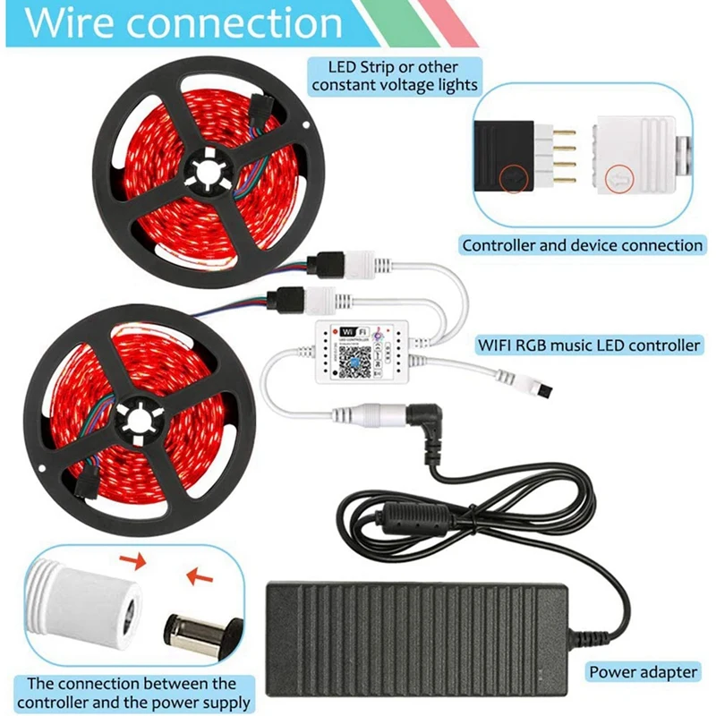 2X Wifi Smart RGB Music Controller For LED Strip Light + Infrared Remote Control 24 Keys Wireless For Color Strip Lights