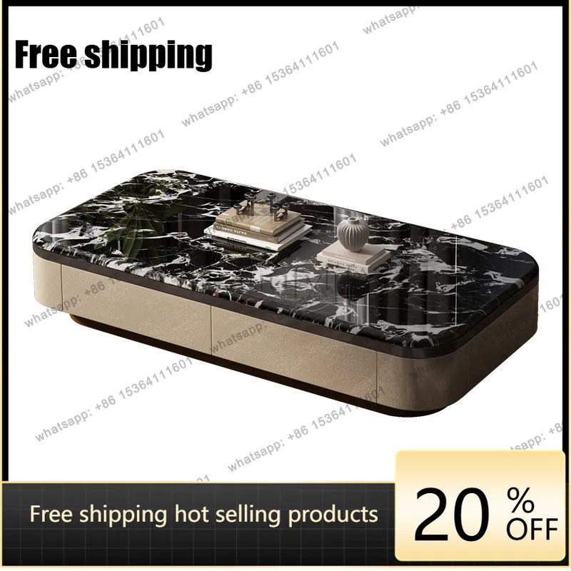 YJ Pure Handmade Light Luxury Microcrystalline Stone Modern Large Flat Living Room Coffee Table Villa Home Use