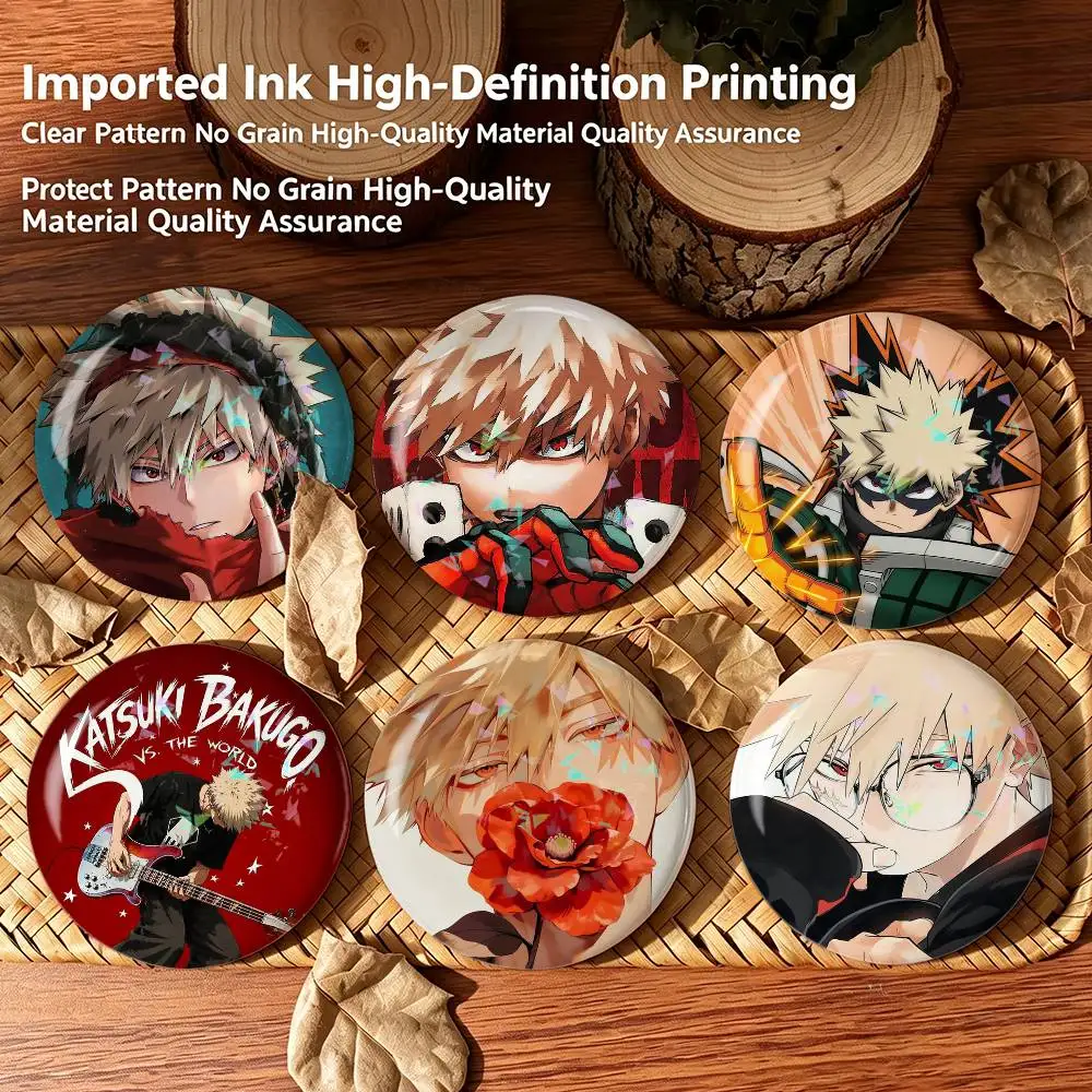 K-Katsuki Bakugo My Hero-A Badges Creative Tinplate Round Button PinsBrooch Badge Clothes Backpack Custom