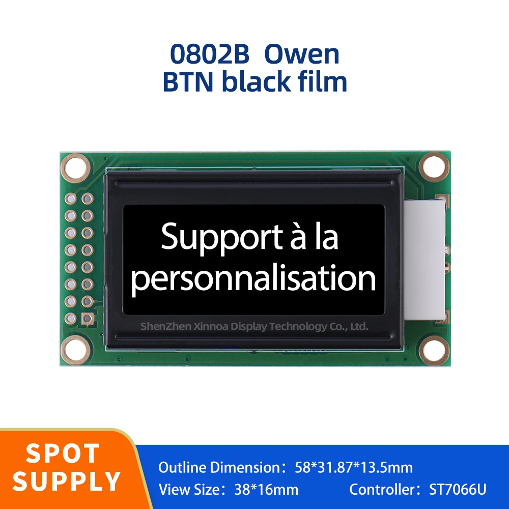 โมดูล LCD ตัวอักษร BTN ฟิล์มสีดำสีขาวข้อความ16pin หน้าจอ LCD 0802B ยุโรปต้นฉบับ ST7066U โมดูลจอแสดงผล LCM