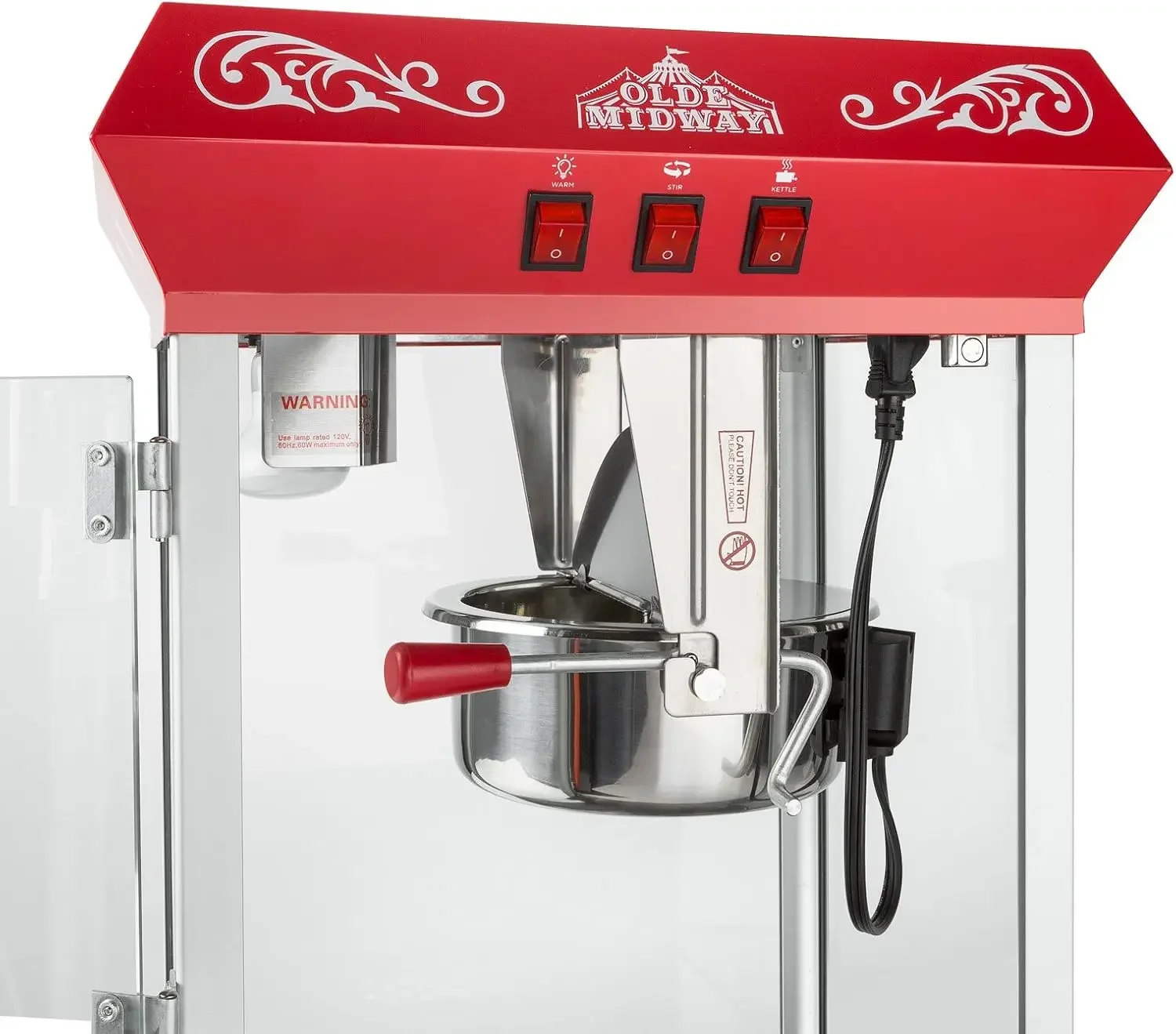 Midway Bar Style Popcorn Machine Maker Popper with 10-Ounce Kettle - Red