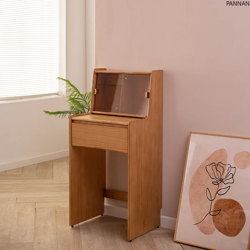

Solid wood dresser small bedroom pine small apartment dressing table bedside storage cabinet integrated