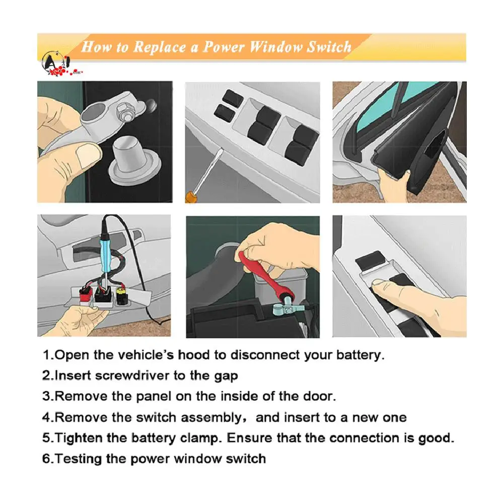 

A10E-передняя сторона пассажира, 4-контактный переключатель управления стеклоподъемником, консоль, кнопка для 207 3008 5008 09-15