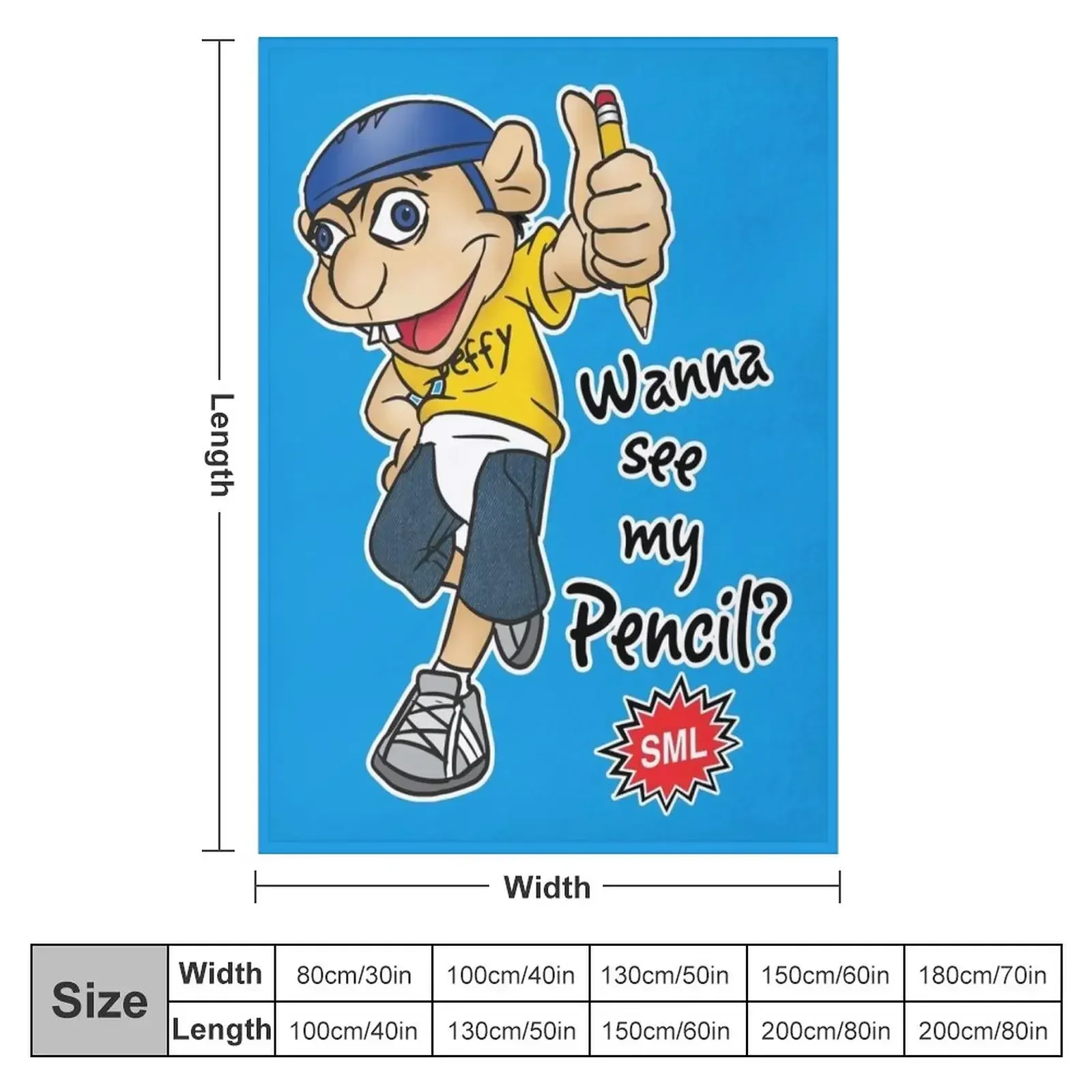 Jeffy Wanna See My Pencil? - Funny SML Character Throw Blanket Designers blankets ands Custom Large Blankets