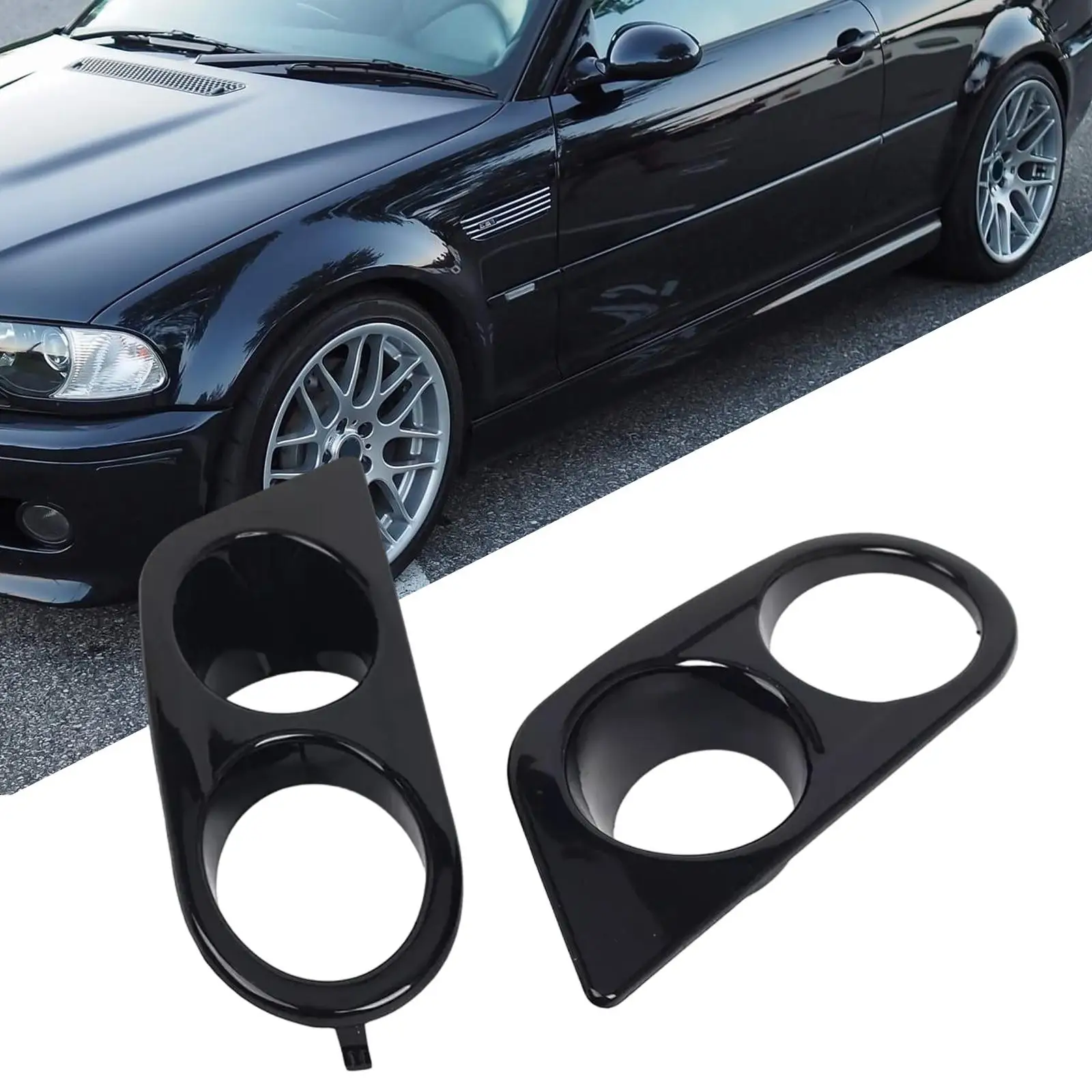 Front Fog Light Cover Grilles Replace Parts 51112695255 51112695256 Easy Installation for E46 M3 2-door Car Accessories