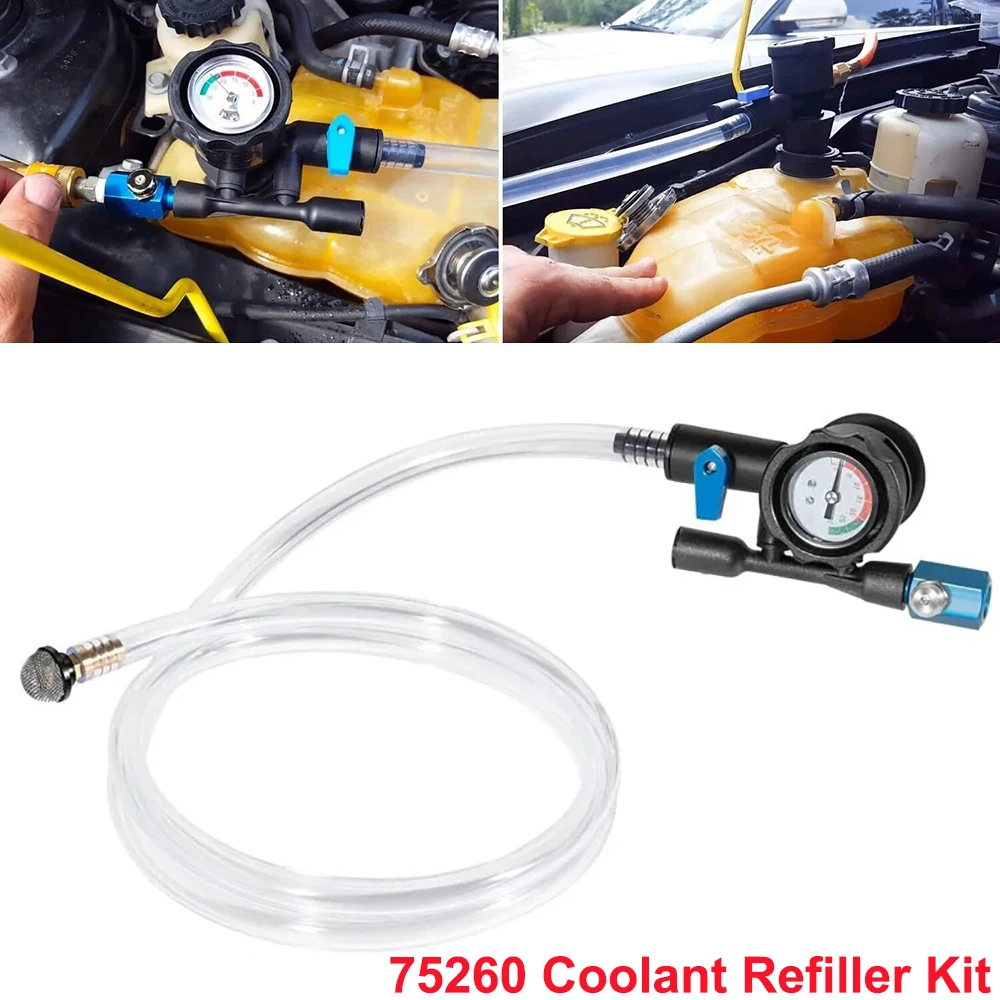 75260 Coolant Refiller Kit with Air Lock Preventer Universal for Car Cone Adapter Vacuum Refill Cooling System Automotive Repair