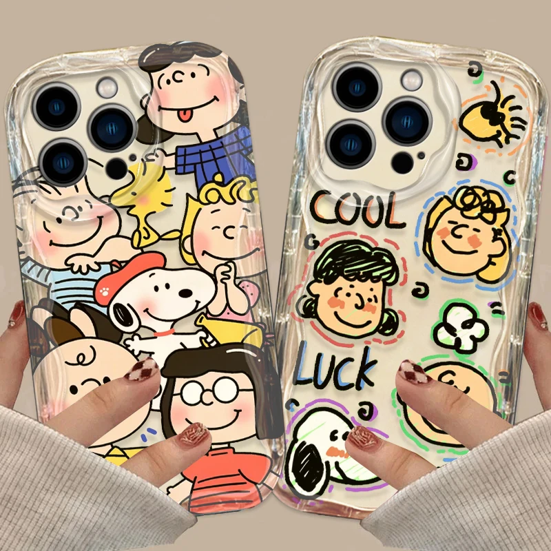 Snoopy Lively Cute For Apple iPhone 15 14 13 12 11 XS XR X Pro Max Plus Wave Oil Funda Cover Phone Case