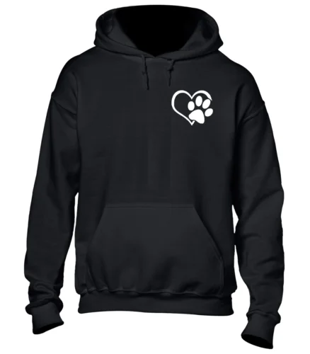 Polarshe PAW PRINT HEART LB HOODY HOODIE COOL ANIMAL CAT DOG LOVER GIFT PRESENT IDEA TOP