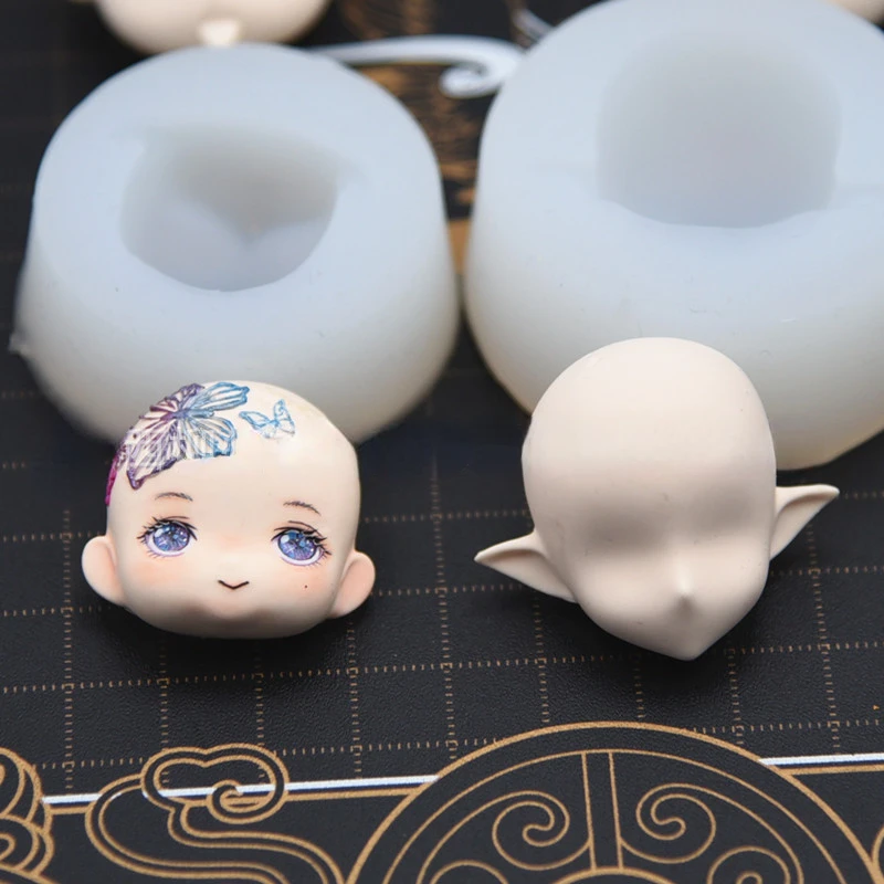 Homemade Ultra Light Clay Doll Face Mold Silicone Doll Head Modeling Craft Supplies DIY Ceramic Cartoon Character Face Tools