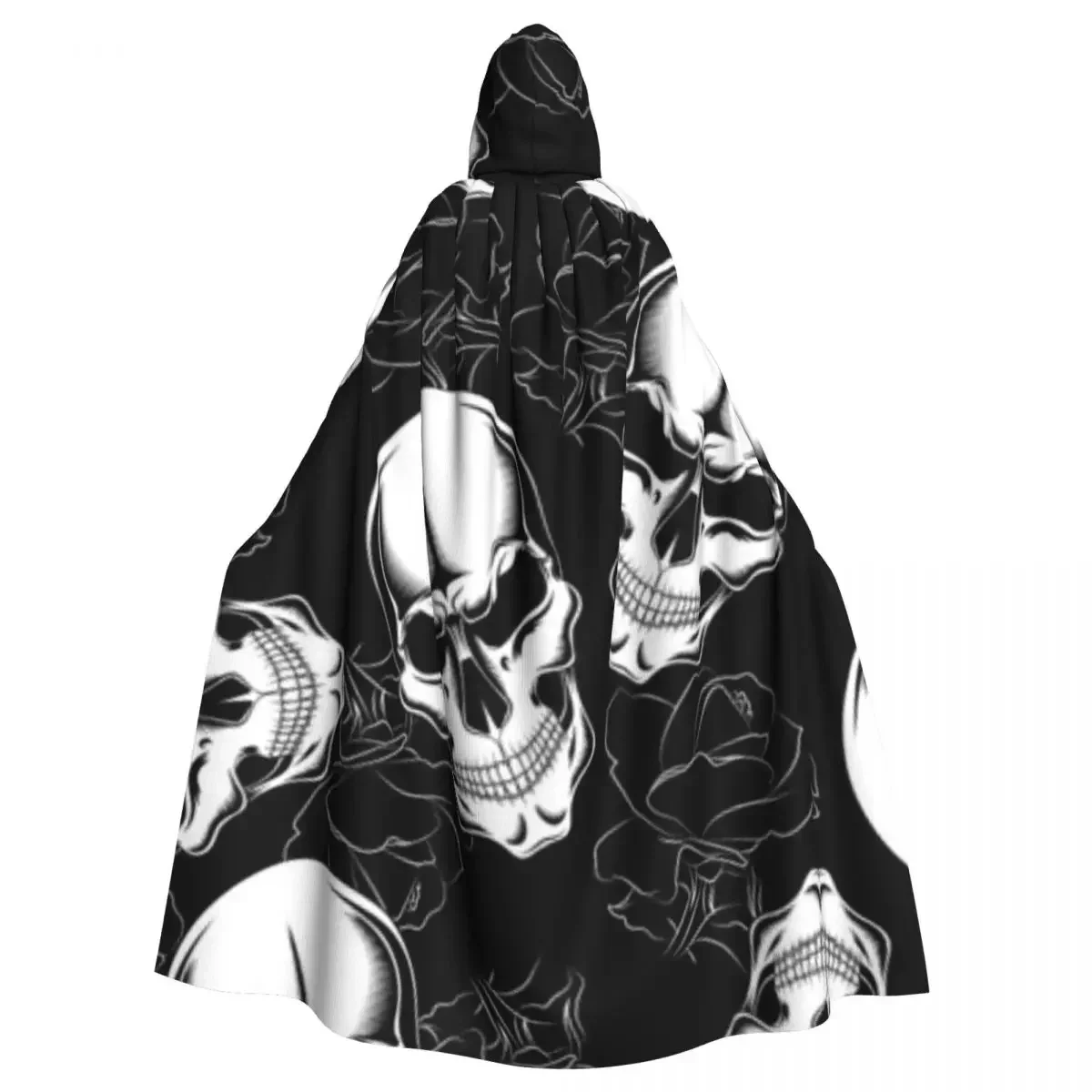 

Skull Roses Hooded Cosplay Costume Halloween Adult Long Party Cape Adult Men Women Christmas Hoodies Cape Cosplay Costumes