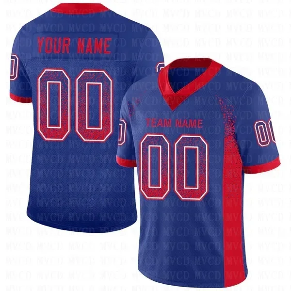 

Custom Royal Red-White Mesh Drift Fashion Football Personlized Football Short Sleeves Athletic Tee Shirts Unisex Top streetwear
