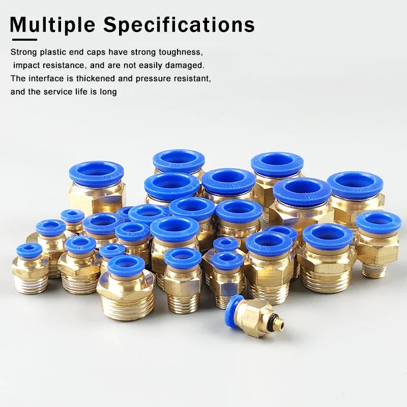 10/50/100pcs Brass Pneumatic Pipe Connector:PC4/6-M6/M8/M10/M12 Male Metric Thread,Push In Quick Connector for Air Hose Plumbing