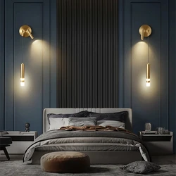 Creative LED Wall Lights Home Indoor Bedside Lights Gold Black Wall Lamps Bedroom Study Pendant Hanging Lighting With spotlight
