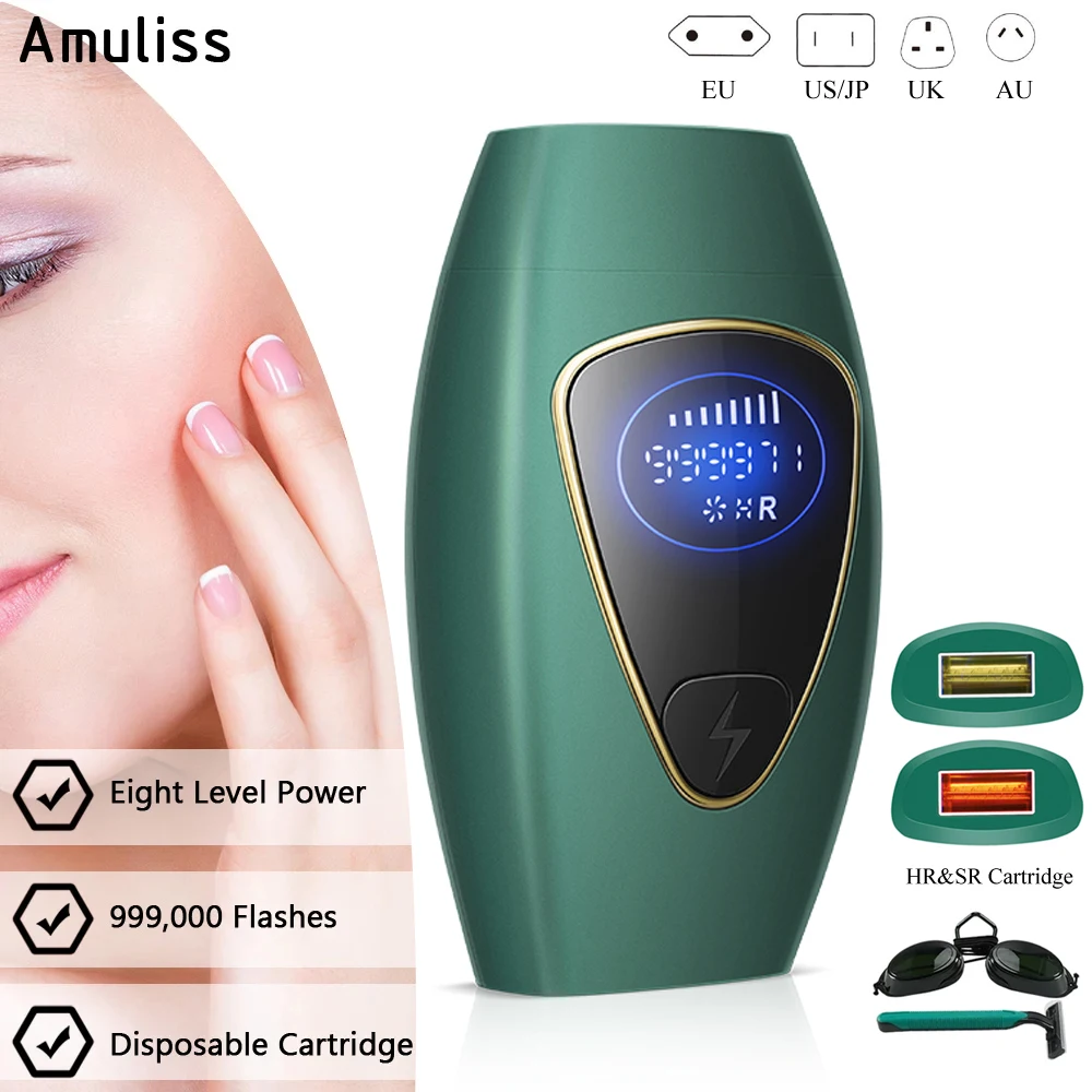 Amuliss Laser Hair Removal Handset Devices Permanent At Home Painless Bikini Area Face Body Light Hair Removal Devices For Women