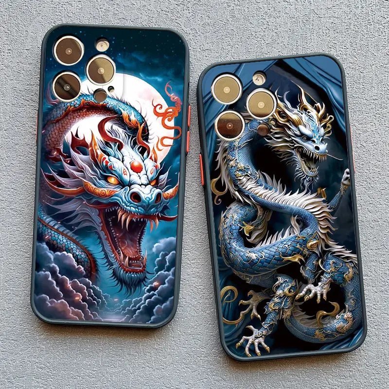 Dragon Totem Phone Case For iPhone 16 13 12 11 15 14 Pro Max 14Plus XS X XR 13 Mini 7 8 Plus SE2 Vintage Dragon Shockproof Cover