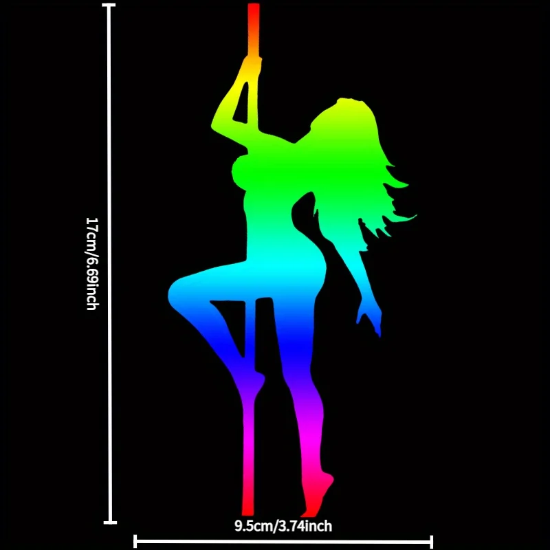 1pc Lively Pole Dance Auto Sticker, Bright Neon Design, Sturdy PET Material, Waterproof Decal for Cars & Motorcycles