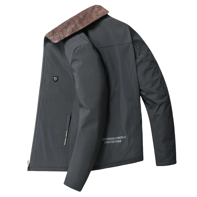 Winter Men's Padded Coat Stand Collar Plush Thickened Warm Casual Jacket M-8XL Large Size Loose Fit Fleece Wadded Jacket