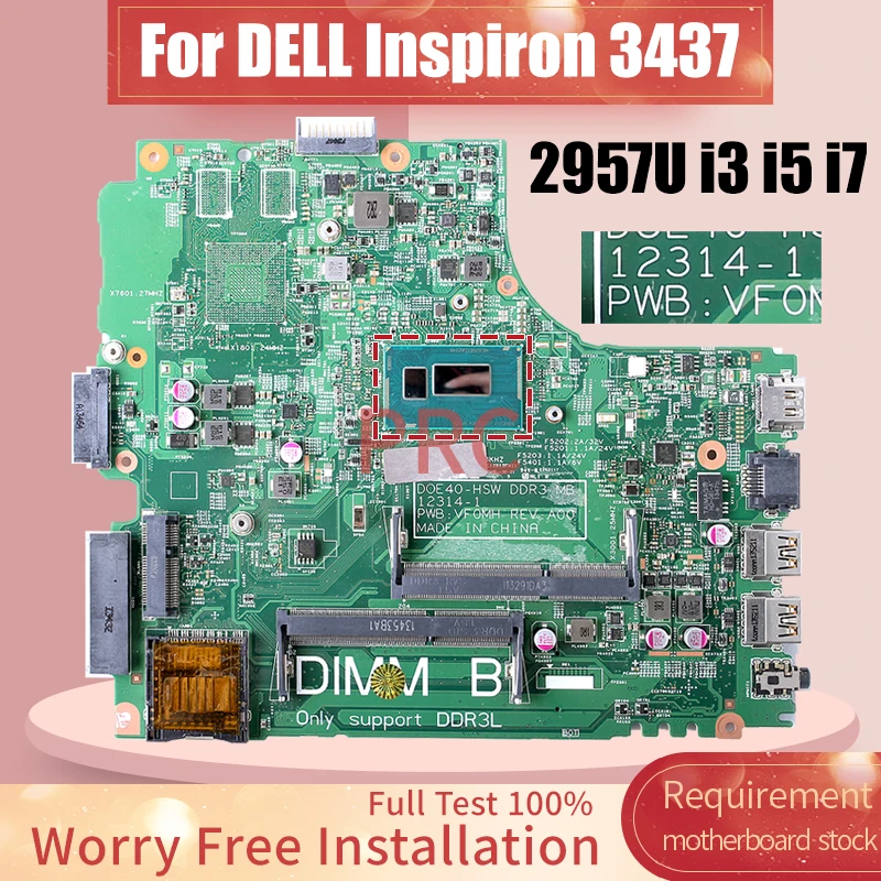 Imagem -02 - Laptop Motherboard para Dell Inspiron 3437 2957u i3 i5 i7 4ª Geração 0y5jjk Notebook Mainboard 123141