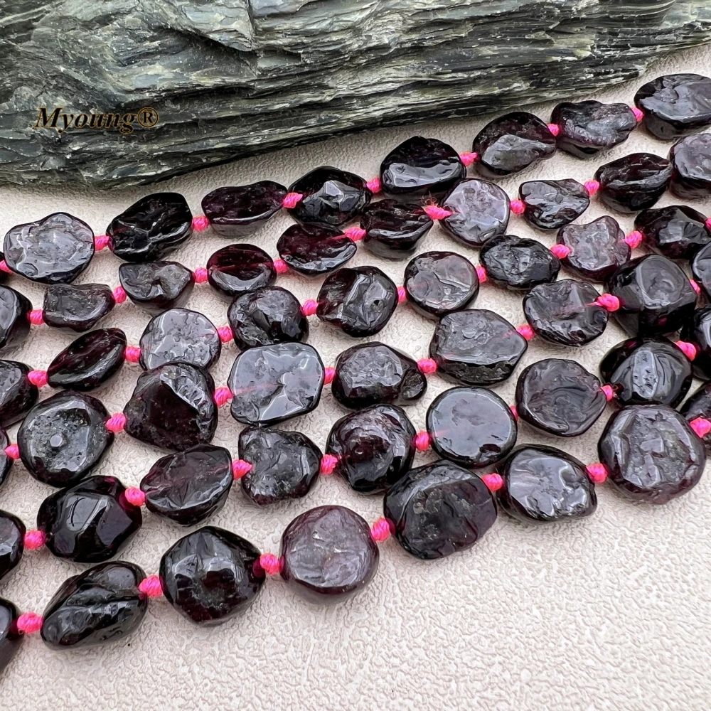 2Strands Rough Natural Stone  Red Garnet Raw ORE Space Beads For DIY Jewelry Making MY230835