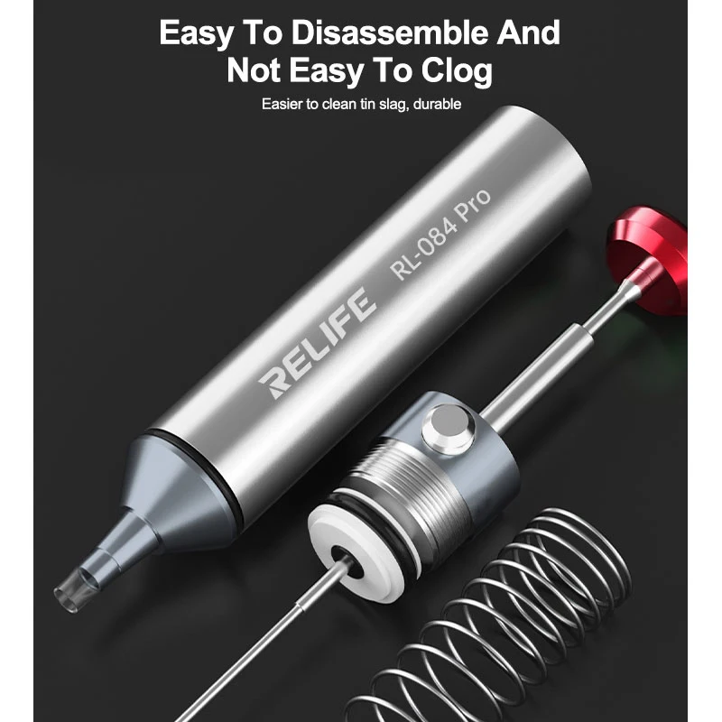 RELIFE RL-084 Pro Aluminum Alloy Desoldering Sucker Automatic Rebound Easy One-handed Operation Spot Welding Repair Tool