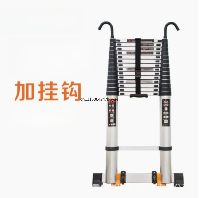 For Aluminum Telescopic Extension Ladder Portable Folding Anti‑slip Stable Hook Industrial Household Safety Climbing Tool