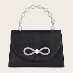 Borsa da sera da donna borsa a catena elegante alla moda con manico in strass di perle borsa da damigella d'onore per matrimonio borsa per data abbinata a tutti