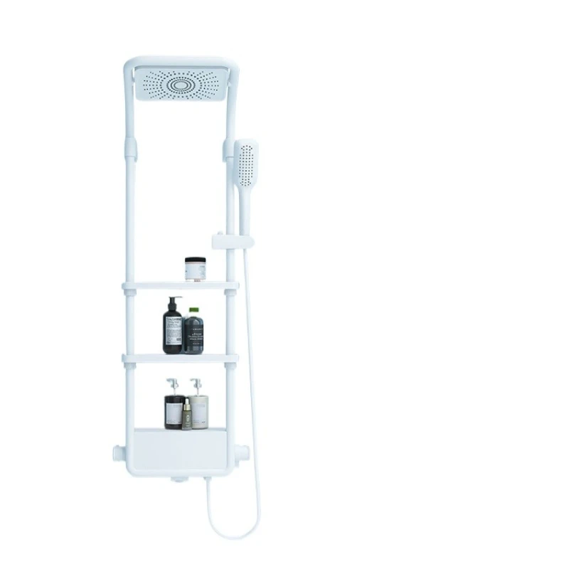 

Multi-layer shelf lift white hot and cold constant temperature shower package shower wall simple large top spray bath