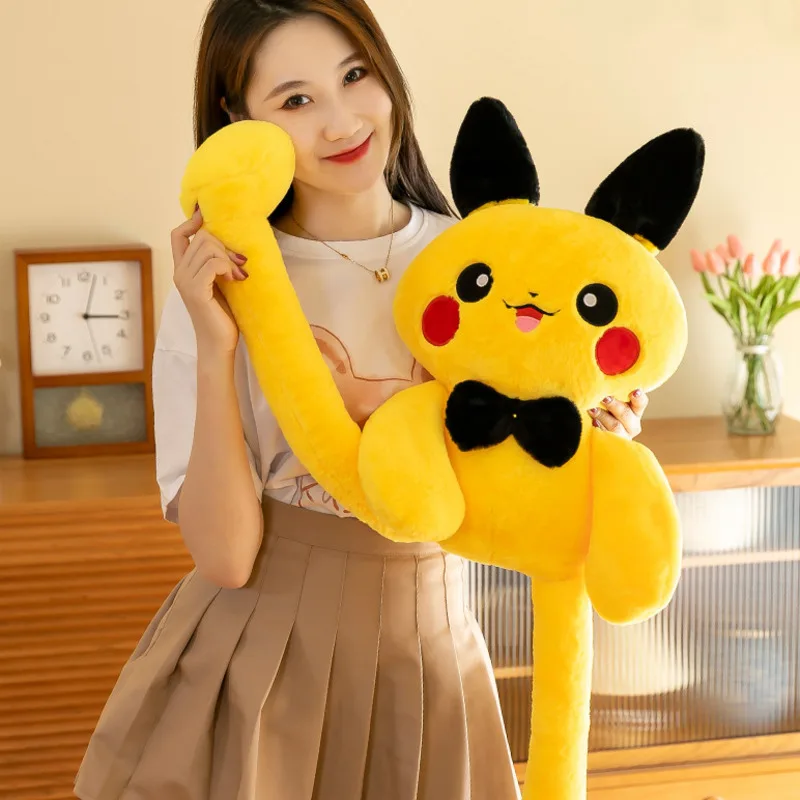 ตุ๊กตาหนานุ่ม Pokemon Pikachu 80ซม. 100ซม. น่ารักตุ๊กตาหูยืดได้น่ารักตุ๊กตานุ่มยัดไส้ตุ๊กตาหนานุ่มยืดหูของขวัญสำหรับเด็ก