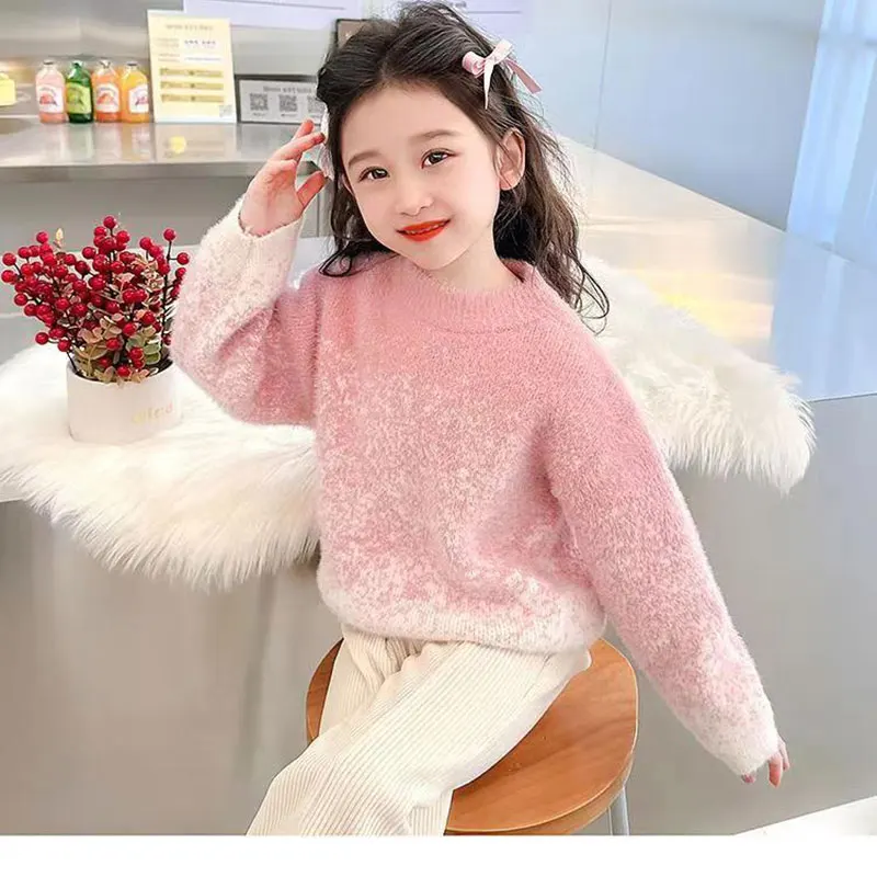 Girl Pink Sweater Baby Knitted Sweaters Children Knitwear Girls Knit Shirt