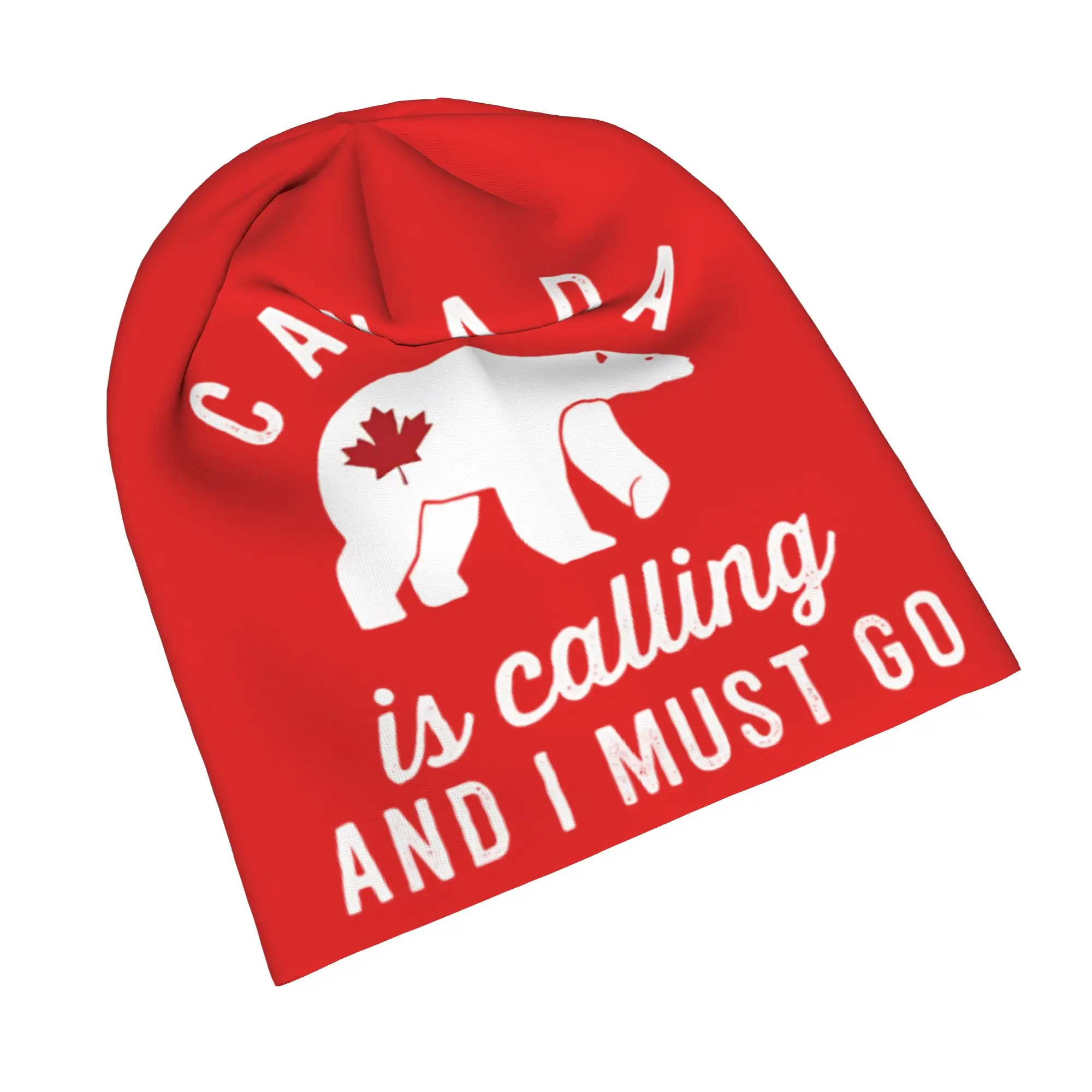 Funny Canada Is Calling and I Must Go Flag  Skull Cap Beanie Breathable  Running Hat for Men Women