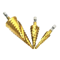 3-12mm 4-12mm 4-20mm 4-22mm HSS Straight Slot Step Drill Bit Set Titanium Coated Wood Metal Hole Saw Core Drill Bit Set