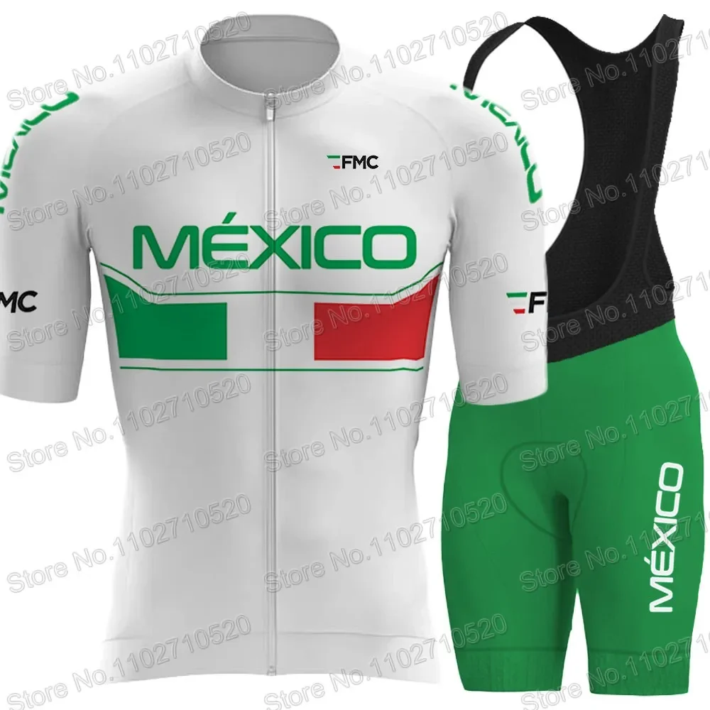 Mexico National Team 2024 Cycling Jersey Set Mexican Flag New Clothing Road Bike Shirts Suit Bicycle Bib Shorts MTB Ropa Maillot