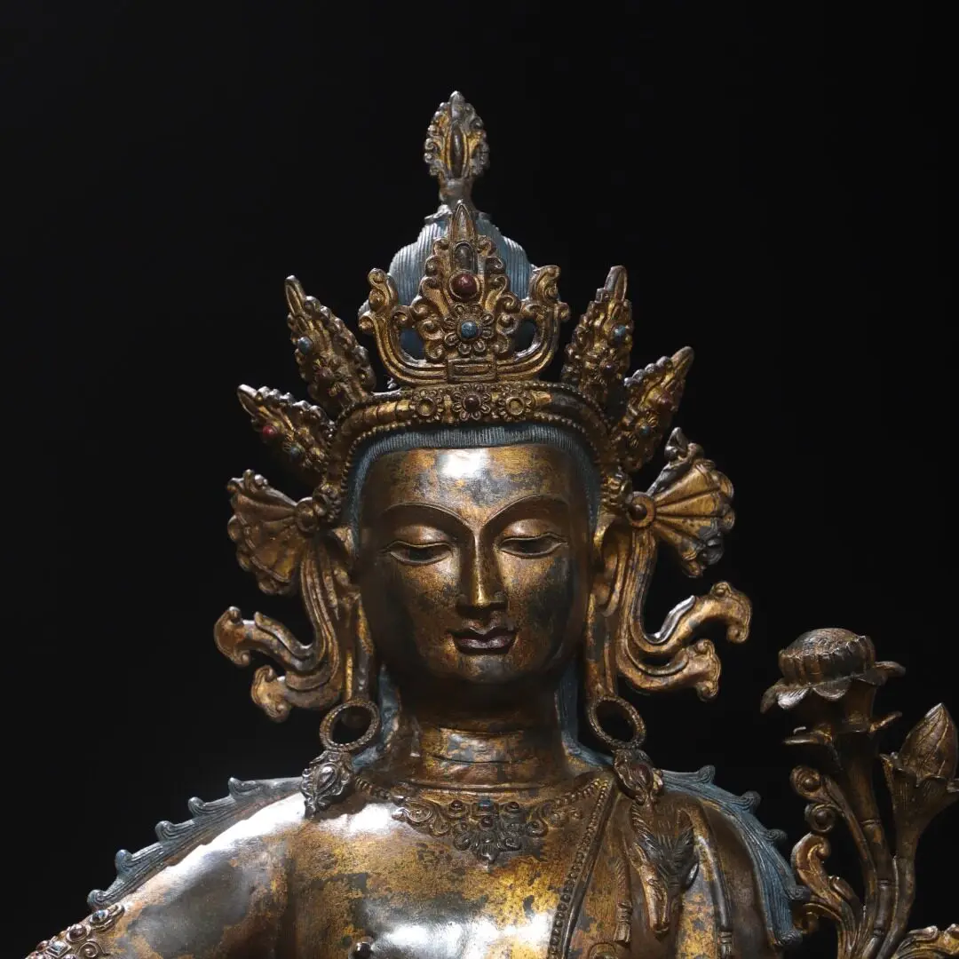 Large Copper Avalokitesvara Buddha Statue Gold Gilded – Temple Home Worship Decoration Gift
