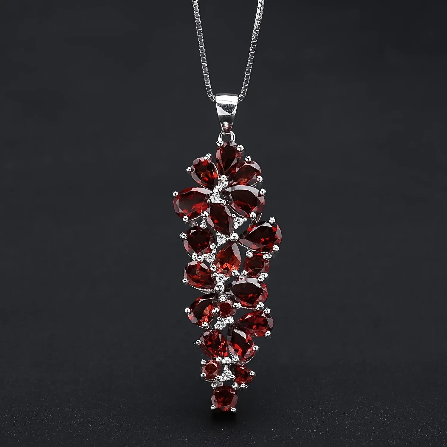 MUSHAN Bespoke Jewelry 925 Sterling Silver Necklace Lab Green Ruby Round Wedding Party for Women 18K Gold Plated Anniversary