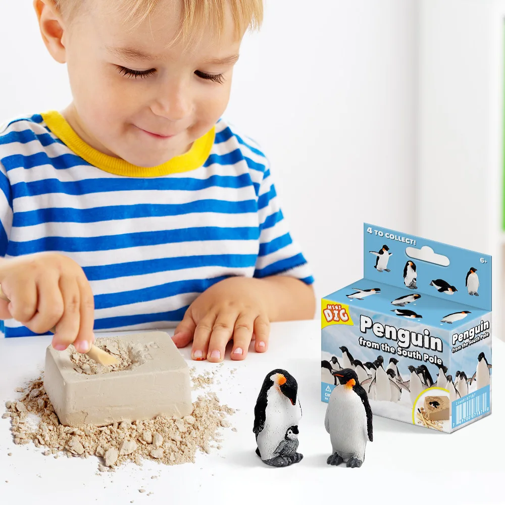 

1Pcs Penguin Toys Digging Plaster Block Penguins Dinosaur Model Scientific Explore Mining Toy for Children Gifts Puzzle Educatio