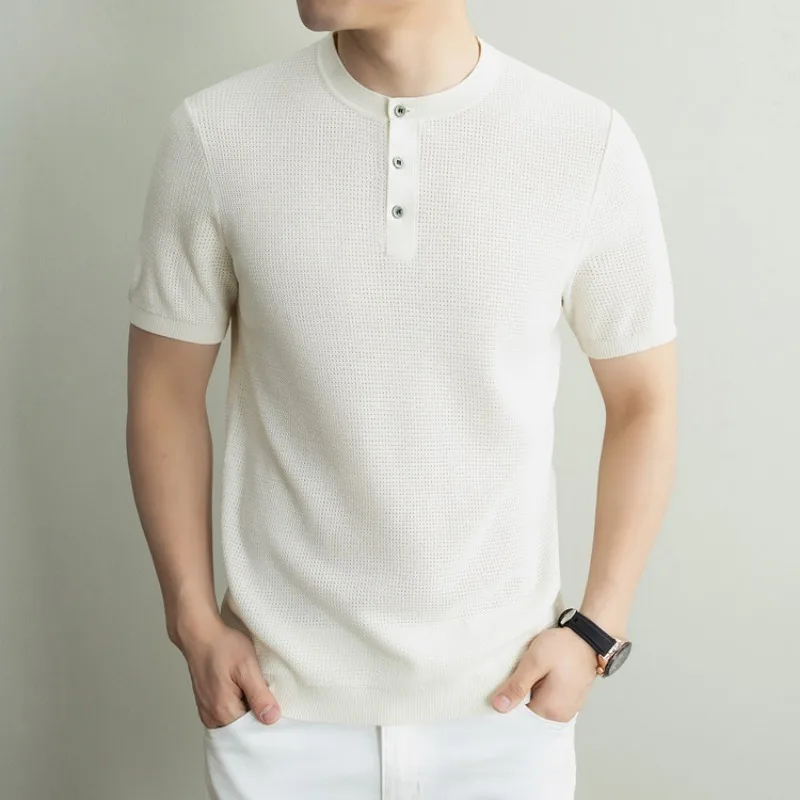Men's Polo Shirts Linen Old Money Short Sleeve T Shirt Casual Summer Breathable Button