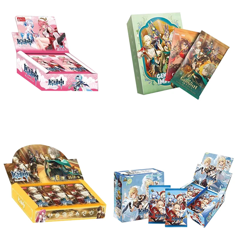 Genshin Impact Collection Cards Box Deluxe Edition Rare Five Star Character Box Anime Playing Games Board Toys Carte