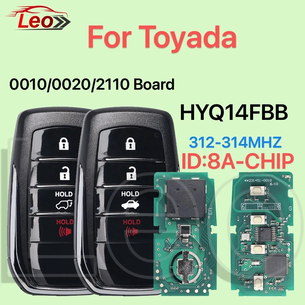 Leo World Car Remote Smart Key For Toyota Lexus Criuser Crown Highlander Camry FCC:HYQ14FBB 312-314MHZ ID:8A-CHIP Keyless Go