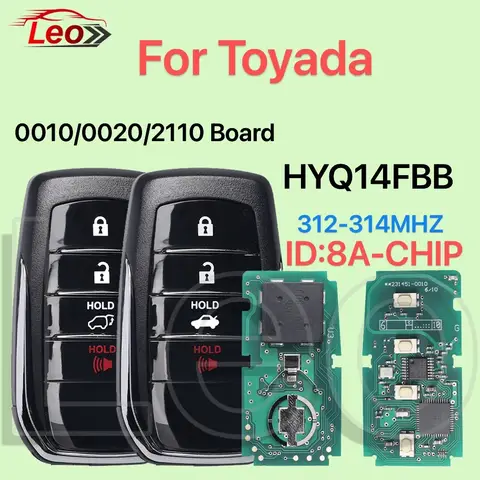 Leo World Car Remote Smart Key For Toyota Lexus Criuser Crown  highlander Camry FCC:HYQ14FBB 312-314MHZ ID:8A-CHIP   Keyless go