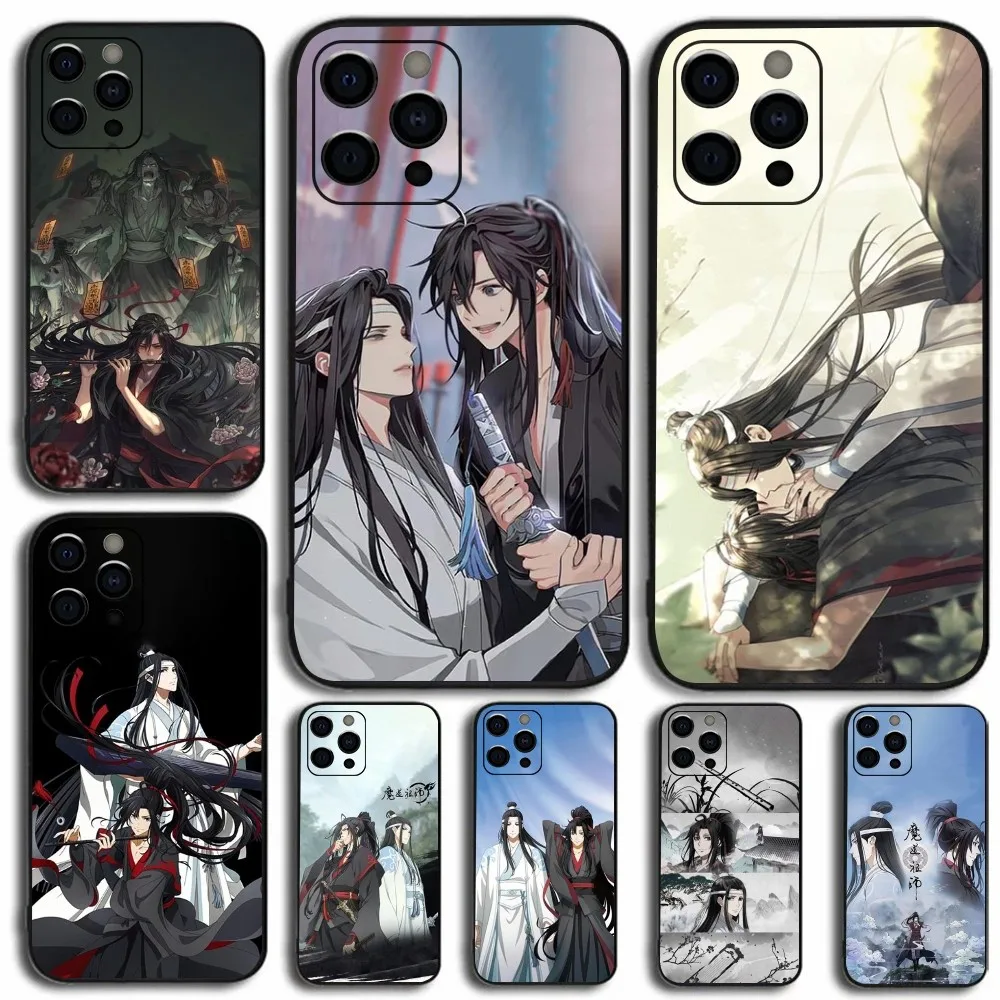 ソフトブラックアニメフォンケース,Apple,mo dao zu shi,mdzs,iphone 15,14, 14, 12,11,pro,x,xs,max,xr,plus,mini